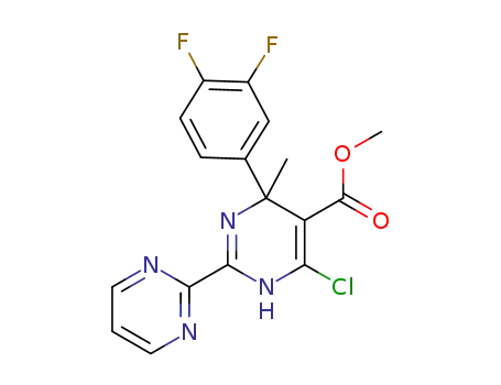 Molecular Structure of 1446680-74-5 (methyl 6-chloro-4-(3,4-difluorophenyl)-4-methyl-2-(pyrimidin-2-yl)-1,4-dihydropyrimidine-5-carboxylate)