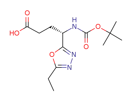 Molecular Structure of 1333219-62-7 ((4S)-4-(N-tert-butoxycarbonylamino)-4-(5-ethyl-1,3,4-oxadiazole-2-yl)butanoic acid)