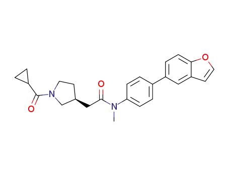 Molecular Structure of 1426095-50-2 (N-[4-(1-benzofuran-5-yl)phenyl]-2-[(3S)-1-cyclopropylcarbonyl-3-pyrrolidinyl]-N-methylacetamide)