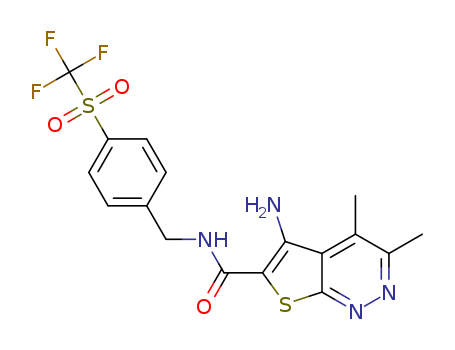 5-amino-3,4-dimethyl-N-(4-((trifluoromethyl)sulfonyl)benzyl)thieno-[2,3-c]pyridazine-6-carboxamide