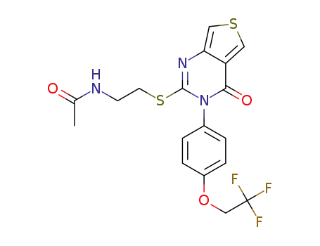 Molecular Structure of 1356354-09-0 (N-[2-({4-oxo-3-[4-(2,2,2-trifluoroethoxy)phenyl]-3,4-dihydrothieno[3,4-d]pyrimidin-2-yl}sulfanyl)ethyl]acetamide)