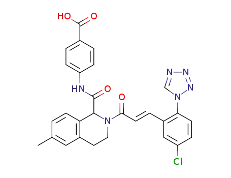 (E)-4-(2-(3-(5-chloro-2-(1H-tetrazol-1-yl)phenyl)acryloyl)-6-methyl-1,2,3,4-tetrahydroisoquinoline-1-carboxamido)benzoic acid