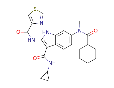 N-(3-(cyclopropylcarbamoyl)-6-(N-methylcyclohexanecarboxamido)-1H-indol-2-yl)thiazole-4-carboxamide
