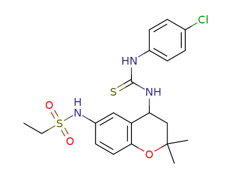 Molecular Structure of 1613108-43-2 (N-4-chlorophenyl-N'-(6-ethylsulfonylamino-3,4-dihydro-2,2-dimethyl-2H-1-benzopyran-4-yl)thiourea)