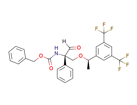 Molecular Structure of 1214741-16-8 (Carbamic acid, N-[(1S)-2-[(1R)-1-[3,5-bis(trifluoromethyl)phenyl]ethoxy]-1-formyl-1-phenylethyl]-, phenylmethyl ester)