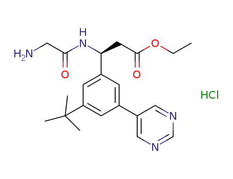 (S)-ethyl 3-(2-aminoacetamido)-3-(3-(tert-butyl)-5-(pyrimidin-5-yl)phenyl)propanoate hydrochloride