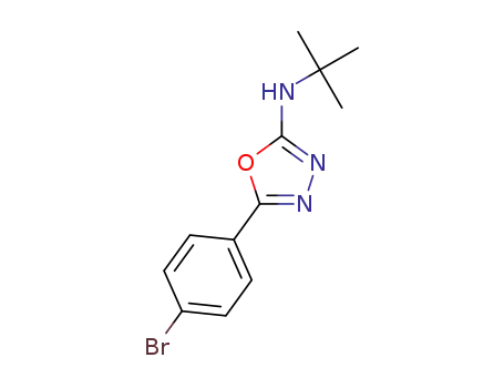 Molecular Structure of 1595319-57-5 (5-(4-bromophenyl)-N-tert-butyl-1,3,4-oxadiazol-2-amine)