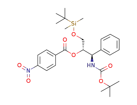 Molecular Structure of 1415502-37-2 ((6S,7R)-2,2,3,3,11,11-hexamethyl-9-oxo-7-phenyl-4,10-dioxa-8-aza-3-siladodecan-6-yl 4-nitrobenzoate)