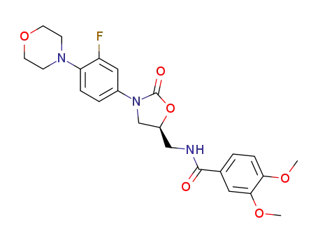Molecular Structure of 1390617-32-9 ((S)-N-[[3-[3-fluoro-4-(morpholin-4-yl)phenyl]-2-oxooxazolidin-5-yl]methyl]-3,4-dimethoxybenzamide)