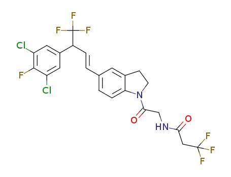 (E)-N-(2-(5-(3-(3,5-dichloro-4-fluorophenyl)-4,4,4-trifluorobut-1-en-1-yl)-1H-indol-1-yl)-2-oxoethyl)-3,3,3-trifluoropropanamide