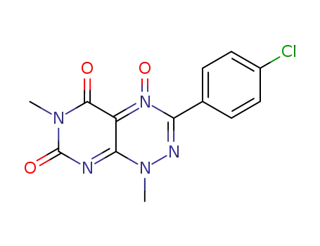 Molecular Structure of 32496-15-4 (3-(4-chlorophenyl)-1,6-dimethylpyrimido[5,4-e][1,2,4]triazine-5,7(1H,6H)-dione 4-oxide)