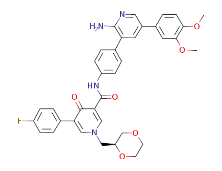 N-{4-[2-amino-5-(3,4-dimethoxyphenyl)pyridin-3-yl]phenyl}-1-[(2S)-1,4-dioxan-2-ylmethyl]-5-(4-fluorophenyl)-4-oxo-1,4-dihydropyridine-3-carboxamide