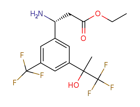 Molecular Structure of 1541199-43-2 ((3R)-ethyl 3-amino-3-(3-(1,1,1-trifluoro-2-hydroxypropan-2-yl)-5-(trifluoromethyl)phenyl)propanoate)