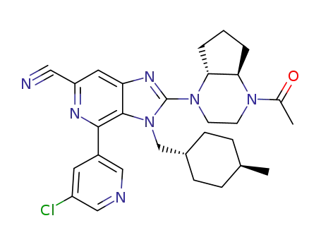 2-[(4aR,7aR)-4-acetyloctahydro-1H-cyclopenta[b]pyrazin-1-yl]-4-(5-chloropyridin-3-yl)-3-[(trans-4-methylcyclohexyl)methyl]-3H-imidazo[4,5-c]pyridine-6-carbonitrile