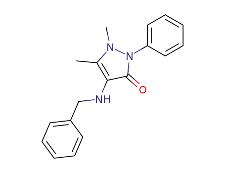 Molecular Structure of 23934-85-2 (4-(benzylamino)-1,5-dimethyl-2-phenyl-1,2-dihydro-3H-pyrazol-3-one)