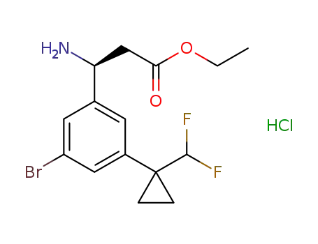 (S)-ethyl 3-amino-3-(3-bromo-5-(1-(difluoromethyl)cyclopropyl)phenyl)propanoate hydrochloride