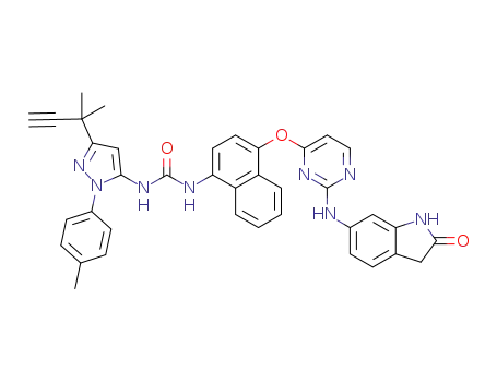 1-(3-(2-methylbut-3-yn-2-yl)-1-(p-tolyl)-1H-pyrazol-5-yl)-3-(4-((2-((2-oxoindolin-6-yl)amino)pyrimidin-4-yl)oxy)naphthalen-1-yl)urea