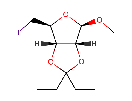 methyl 5-deoxy-5-iodo-2,3-O-isopentylidene-β-D-ribofuranose