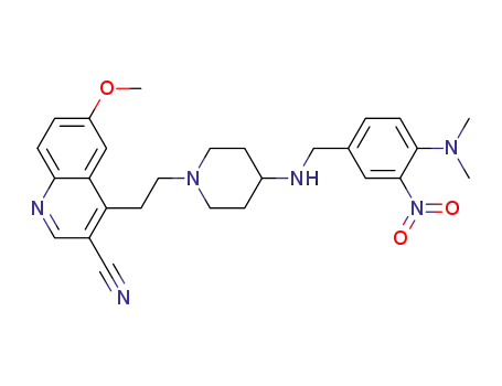 4-(2-(4-(4-(dimethylamino)-3-nitrobenzylamino)piperidin-1-yl)ethyl)-6-methoxyquinoline-3-carbonitrile