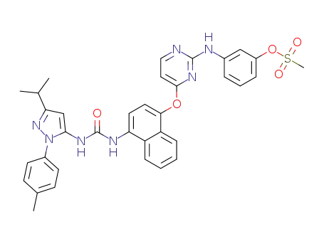 3-((4-((4-(3-(3-isopropyl-1-(p-tolyl)-1H-pyrazol-5-yl)ureido)naphthalen-1-yl)oxy)pyrimidin-2-yl)amino)phenyl methanesulfonate