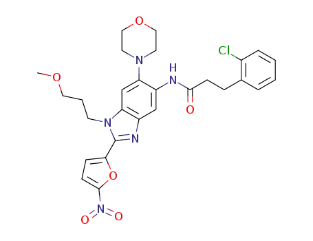 3-(2-chlorophenyl)-N-(1-(3-methoxypropyl)-6-morpholino-2-(5-nitrofuran-2-yl)-1H-benzo[d]imidazol-5-yl)propanamide