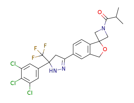 Molecular Structure of 1575794-82-9 (1-(5'-(5-(3,4,5-trichlorophenyl)-5-(trifluoromethyl)-4,5-dihydro-1H-pyrazol-3-yl)-3'H-spiro[azetidine-3,1'-isobenzofuran]-1-yl)-2-methylpropan-1-one)