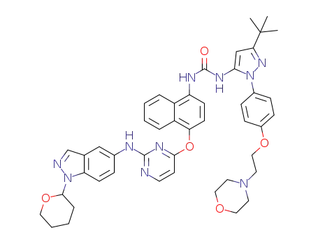 1-(3-(tert-butyl)-1-(4-(2-morpholinoethoxy)phenyl)-1H-pyrazol-5-yl)-3-(4-((2-((1-(tetrahydro-2H-pyran-2-yl)-1H-indazol-5-yl)amino)pyrimidin-4-yl)oxy)naphthalen-1-yl)urea