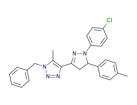 Molecular Structure of 1605292-98-5 (1-benzyl-4-(1-(4-chlorophenyl)-5-p-tolyl-4,5-dihydro-1H-pyrazol-3-yl)-5-methyl-1H-1,2,3-triazole)