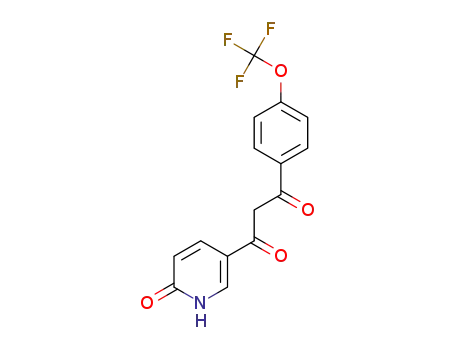 Molecular Structure of 1571034-17-7 (1-(6-oxo-1,6-dihydropyridin-3-yl)-3-(4-(trifluoromethoxy)phenyl)propane-1,3-dione)