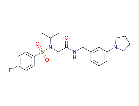 Molecular Structure of 1590397-58-2 (2-(4-fluoro-N-isopropylphenylsulfonamido)-N-(3-(pyrrolidin-1-yl)benzyl)acetamide)