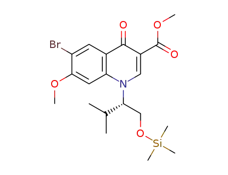 Molecular Structure of 1598419-18-1 ((S)-methyl 6-bromo-1,4-dihydro-7-methoxy-1-(3-methyl-1-(trimethylsilyloxy)butan-2-yl)-4-oxoquinoline-3-carboxylate)