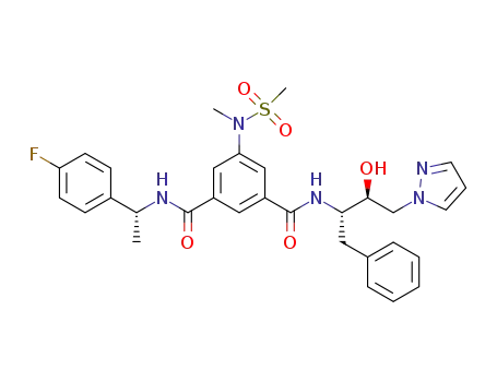 N<SUP>1</SUP>-((R)-1-(4-fluorophenyl)ethyl)-N<SUP>3</SUP>-((2S,3S)-3-hydroxy-1-phenyl-4-(1H-pyrazol-1-yl)butan-2-yl)-5-(N-methylmethylsulfonamido)isophthalamide