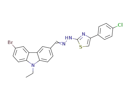 Molecular Structure of 1620586-57-3 (2-(2-((6-bromo-9-ethyl-9H-carbazol-3-yl)methylene)hydrazinyl)-4-(4-chlorophenyl)thiazole)