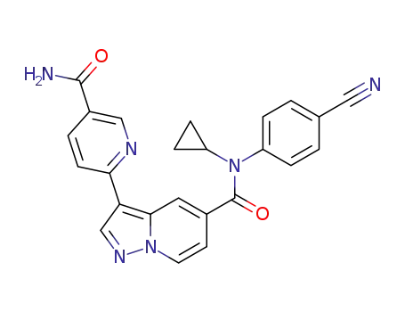 3-(5-carbamoylpyridin-2-yl)-N-(4-cyanophenyl)-N-cyclopropylpyrazolo[1,5-a]pyridine-5-carboxamide