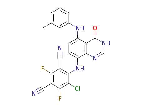 5-chloro-2,4-difluoro-6-(4-oxo-5-(m-tolylamino)-3,4-dihydroquinazolin-8-ylamino)isophthalonitrile