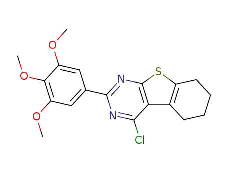 Molecular Structure of 863718-32-5 (4-chloro-2-(3,4,5-trimethoxy-phenyl)-5,6,7,8-tetrahydro-benzo[4,5]thieno[2,3-<i>d</i>]pyrimidine)