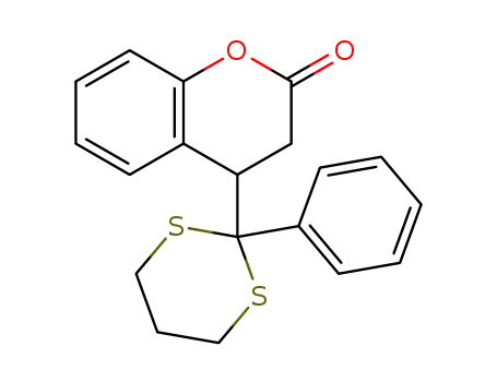 Molecular Structure of 1507379-51-2 (4-(2-phenyl-1,3-dithian-2-yl)chroman-2-one)