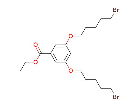 Molecular Structure of 142763-07-3 (Benzoic acid, 3,5-bis[(5-bromopentyl)oxy]-, ethyl ester)