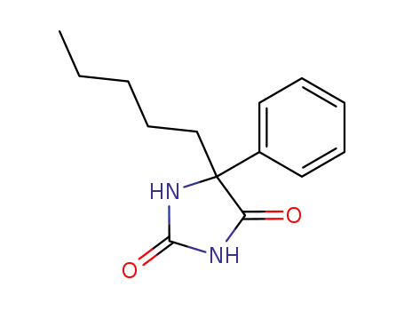 Molecular Structure of 158119-60-9 (2,4-Imidazolidinedione, 5-pentyl-5-phenyl-)