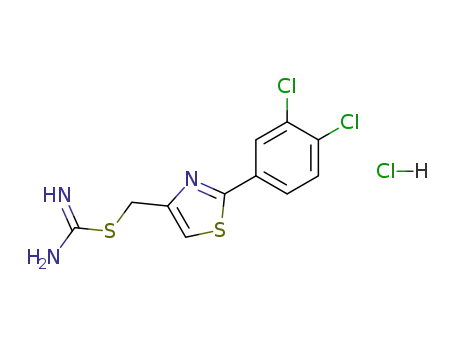 Molecular Structure of 89873-43-8 (Carbamimidothioic acid, [2-(3,4-dichlorophenyl)-4-thiazolyl]methylester, monohydrochloride)