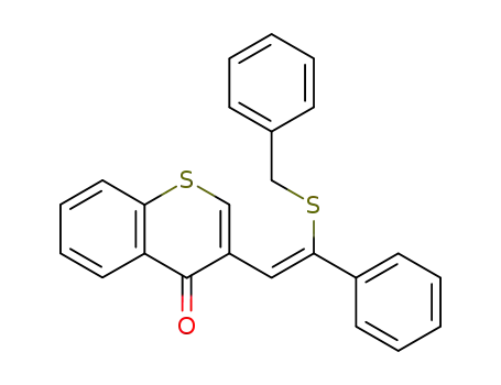 Molecular Structure of 93454-57-0 (4H-1-Benzothiopyran-4-one, 3-[2-phenyl-2-[(phenylmethyl)thio]ethenyl]-,
(Z)-)