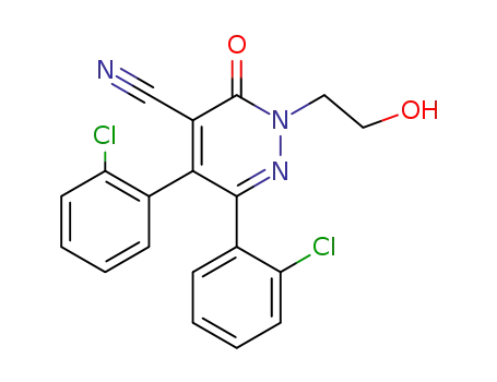 Molecular Structure of 75660-48-9 (5,6-bis(2-chlorophenyl)-2-(2-hydroxyethyl)-3-oxo-2,3-dihydropyridazine-4-carbonitrile)
