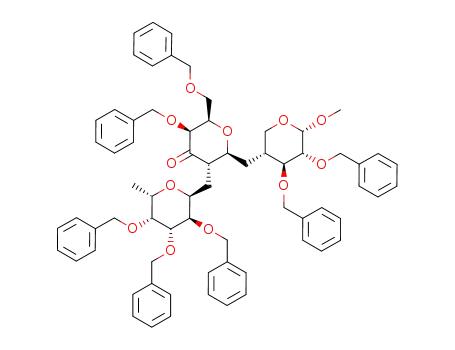 (2R,3S,5S,6S)-3-Benzyloxy-2-benzyloxymethyl-6-((3R,4S,5R,6S)-4,5-bis-benzyloxy-6-methoxy-tetrahydro-pyran-3-ylmethyl)-5-((2S,3R,4R,5R,6S)-3,4,5-tris-benzyloxy-6-methyl-tetrahydro-pyran-2-ylmethyl)-tetrahydro-pyran-4-one