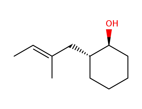 Molecular Structure of 101859-25-0 ((1S,2R)-2-[(2E)-2-methylbut-2-en-1-yl]cyclohexanol)