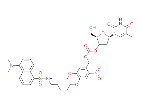 3'-O-<4''-((N-dansyl)-5'''-aminopent-1-yl-oxy)-5''-methoxy-2''-nitrophenylmethoxycarbonyl>thymidine