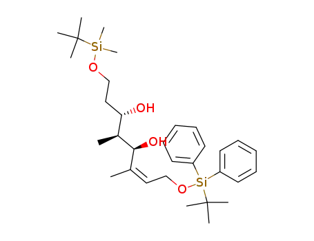 Molecular Structure of 286372-21-2 ((Z)-(3S,4S,5R)-1-(tert-Butyl-dimethyl-silanyloxy)-8-(tert-butyl-diphenyl-silanyloxy)-4,6-dimethyl-oct-6-ene-3,5-diol)