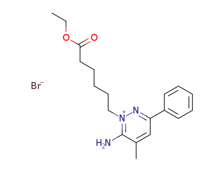 Molecular Structure of 105537-93-7 (1(6H)-Pyridazinehexanoic acid, 6-imino-5-methyl-3-phenyl-, ethyl ester,
monohydrobromide)