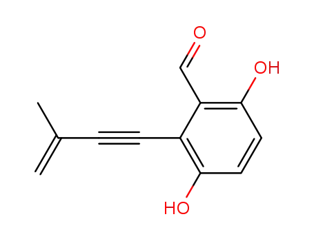 Molecular Structure of 63160-46-3 (Benzaldehyde,3,6-dihydroxy-2-(3-methyl-3- buten-1-ynyl)- )