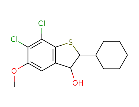 Molecular Structure of 83119-83-9 (6,7-dichloro-2-cyclohexyl-2,3-dihydro-3-hydroxy-5-methoxybenzo[b]thiophene)