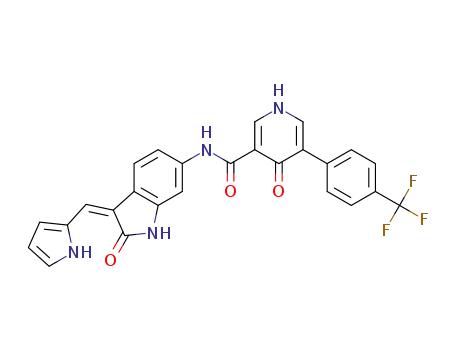 (Z)-N-(3-((1H-pyrrol-2-yl)methylene)-2-oxoindolin-6-yl)-4-oxo-5-(4-(trifluoromethyl)phenyl)-1,4-dihydropyridine-3-carboxamide